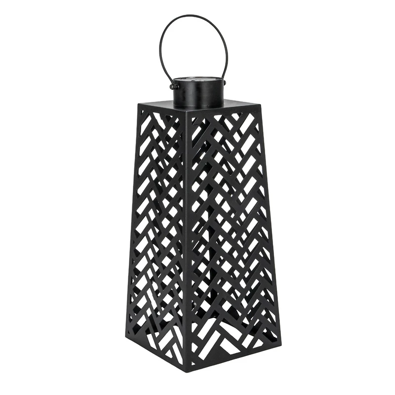 Hello Honey® 24.75" Black Metal Rechargeable LED Indoor Lantern