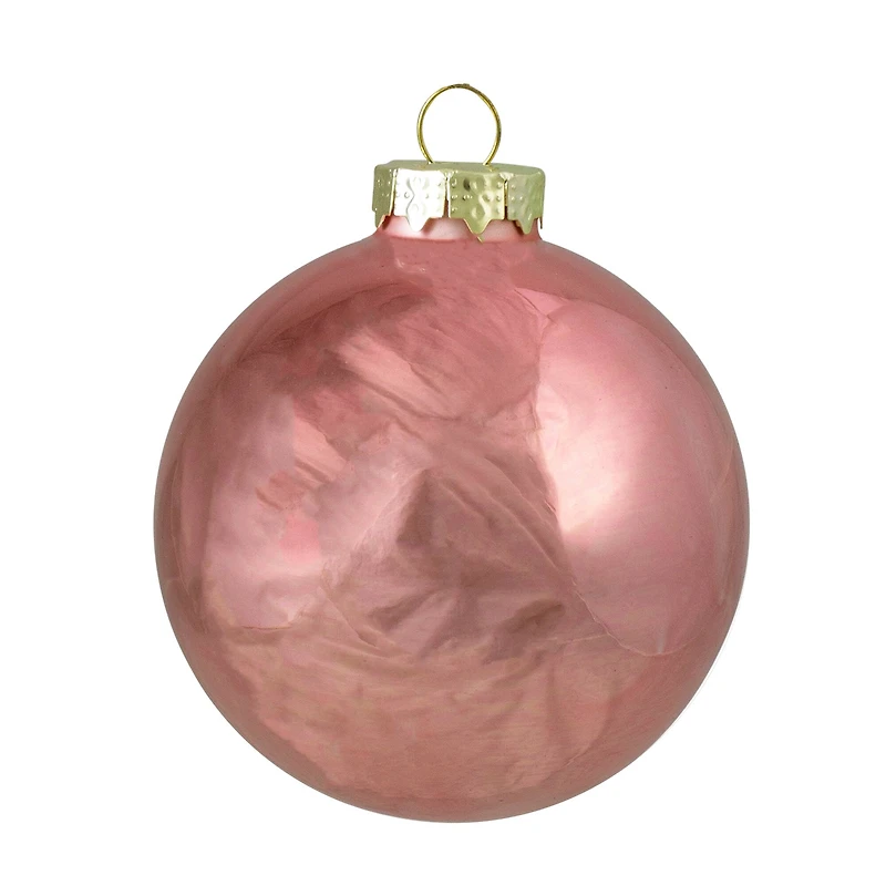 4ct. Pink 2-Finish Glass Ball Ornaments
