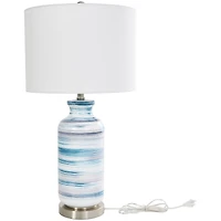 2ft. Contemporary Blue Glass Accent Lamp