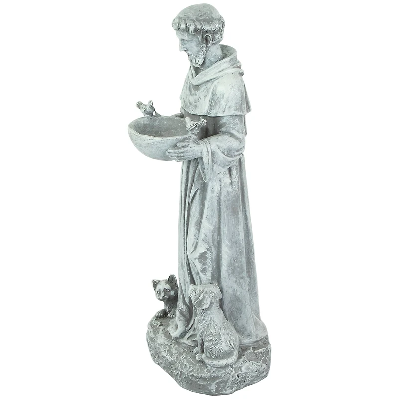 15.5" St. Francis Outdoor Bird Feeder Garden Statue