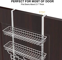NEX™ 24" Silver Over the Door Basket Rack with Hooks