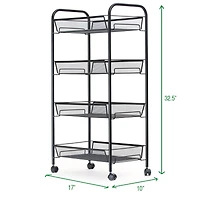 Mind Reader Black All-Purpose Heavy Duty Trolley Utility Cart with Wheels