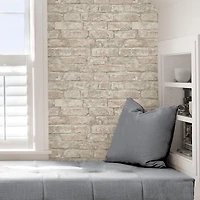 InHome White Washed Denver Brick Peel & Stick Wallpaper