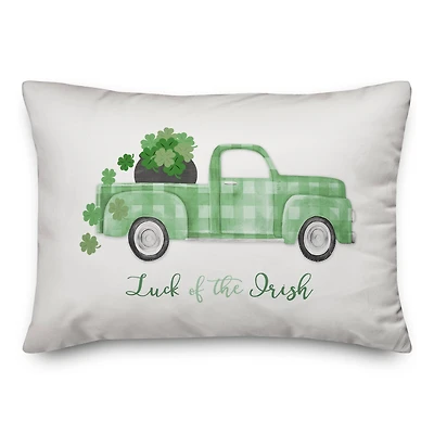 Plaid Green Truck Luck Pillow 14" x 20" Throw Pillow