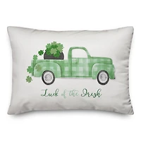 Plaid Green Truck Luck Pillow 14" x 20" Throw Pillow