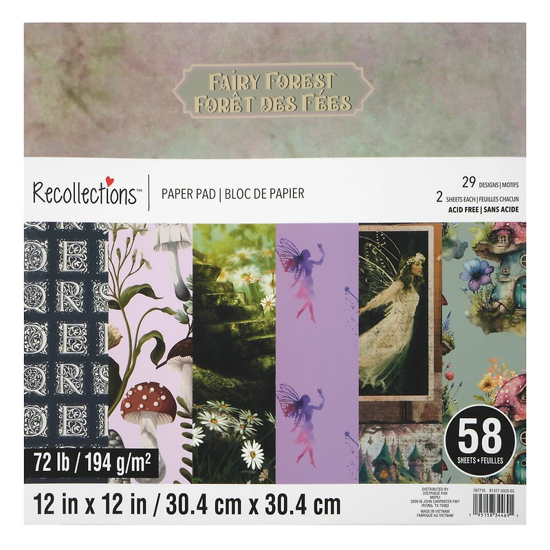 12" x 12" Fairy Forest Paper Pad by Recollections™, 58 Sheets