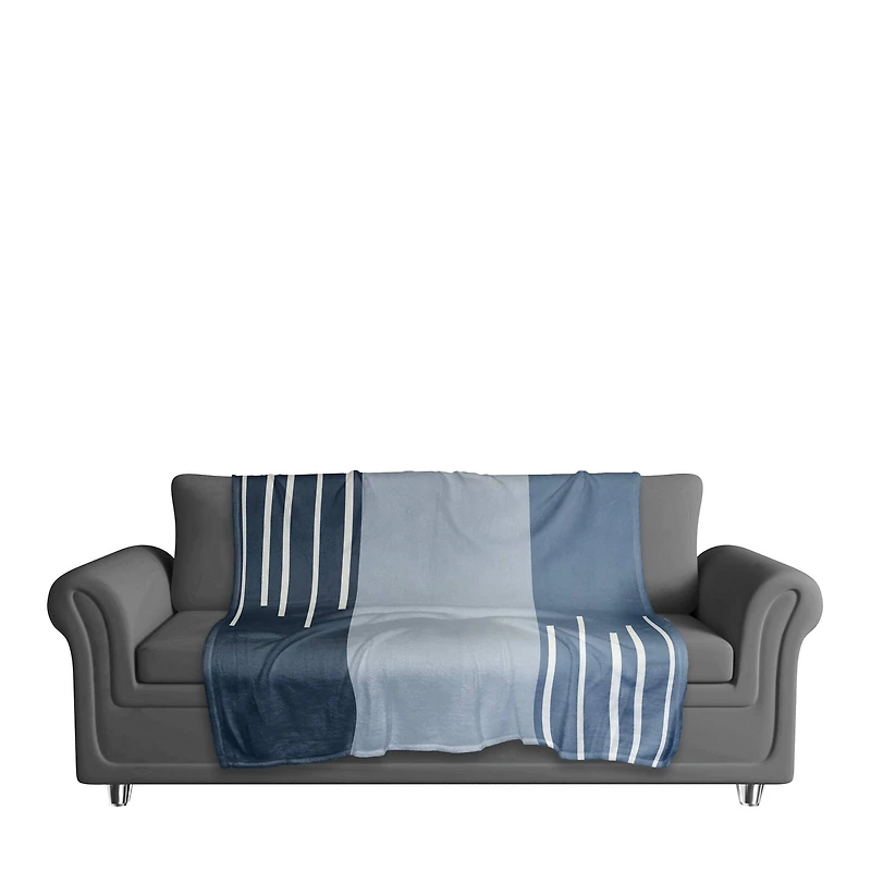 Blue Blocks & Stripes Fleece Throw