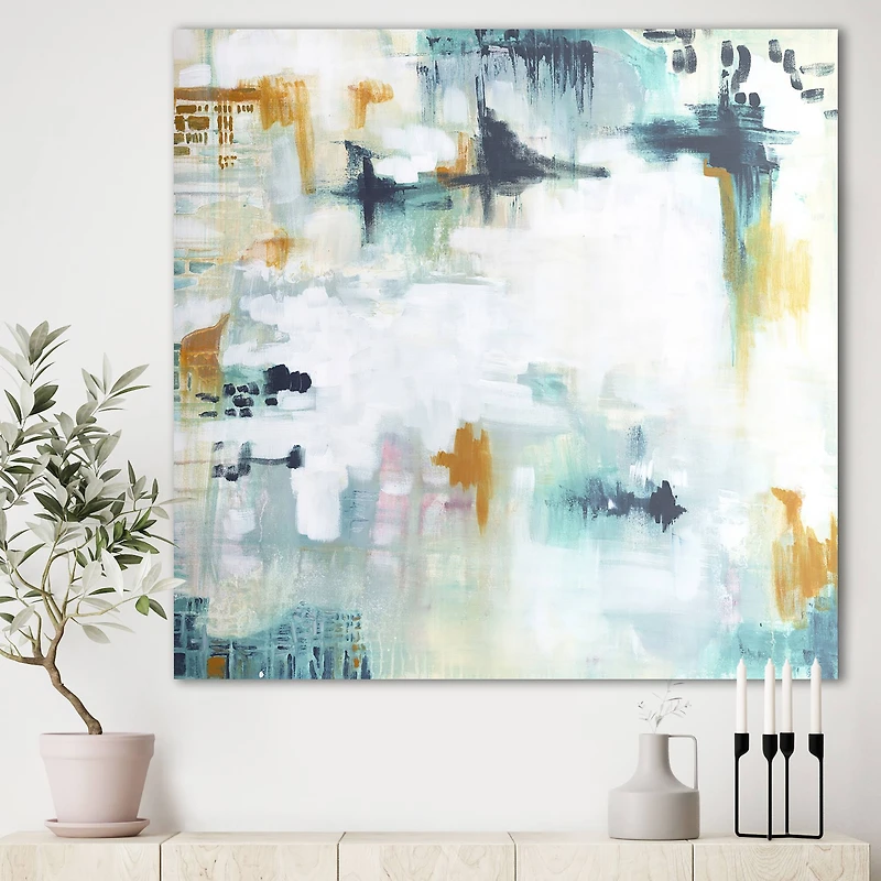 Designart - Teal And White Composition