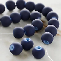 Blue Rubber Coated Glass Round Beads, 8mm by Bead Landing™