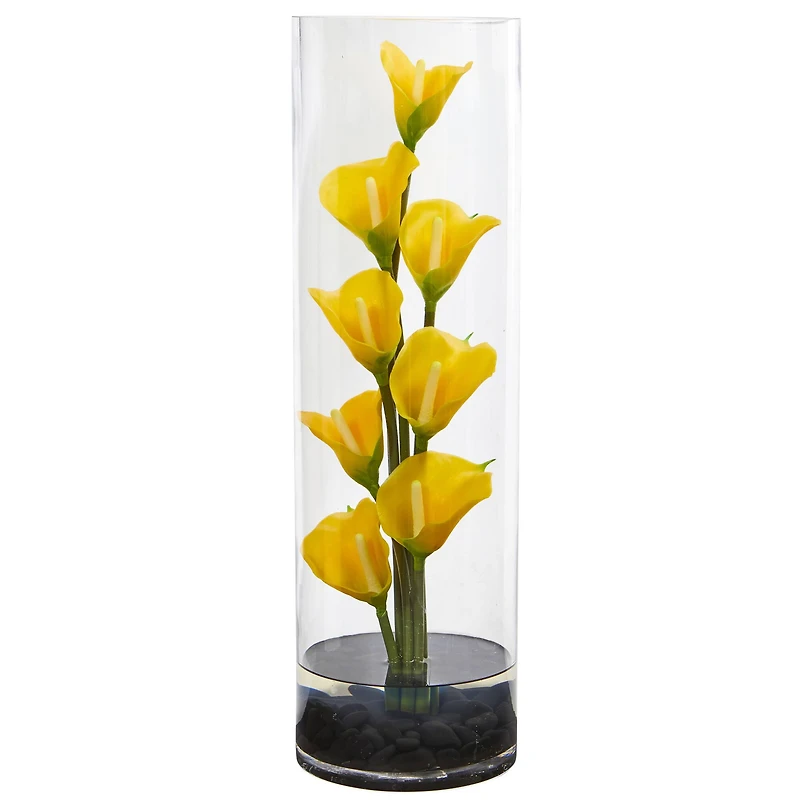 20" Calla Lily Arrangement in Cylinder Glass Vase