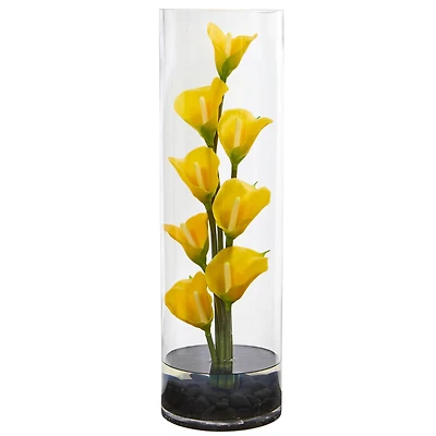 20" Calla Lily Arrangement in Cylinder Glass Vase