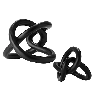 American Art Decor Infinite Curves 2-Piece Resin Table Top Knots Decor - 7.5" x 7.5", 5" x 5.75"