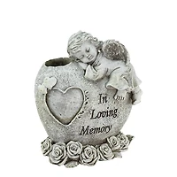 6.5" In Loving Memory Gray Sleeping Angel Outdoor Statue Bud Vase