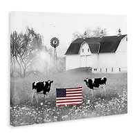 Stupell Industries Americana Barn Country Cows Flag Canvas Wall Art