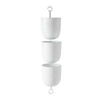 25" White Metal Contemporary 3-Pot Hanging Planter