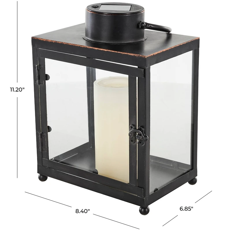11" Black Metal Modern Candle Lantern