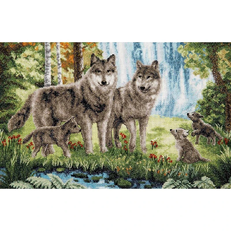 Charivna Mit Wolf Family Counted Cross Stitch Kit