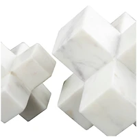 White Marble Geometric Jack Sculpture Set