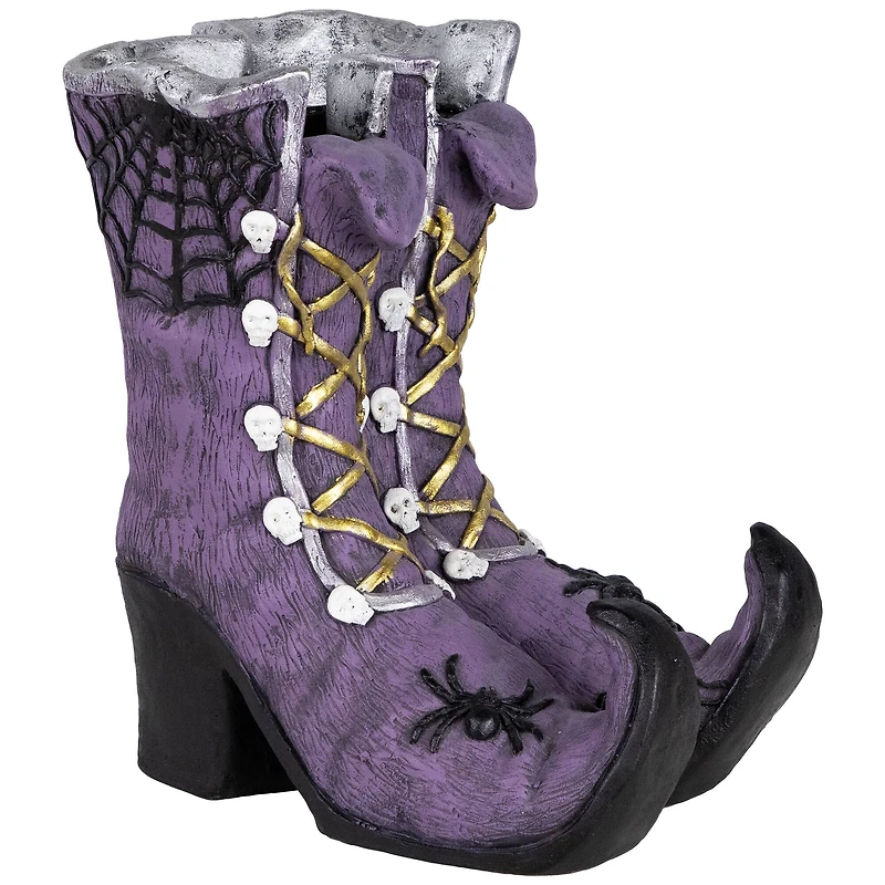 15" Purple Witch's Boots Ceramic Halloween Decoration