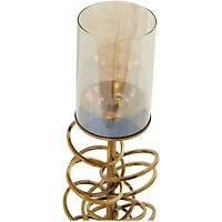 The Novogratz Gold Metal Ring Stand Pillar Hurricane Lamp Set