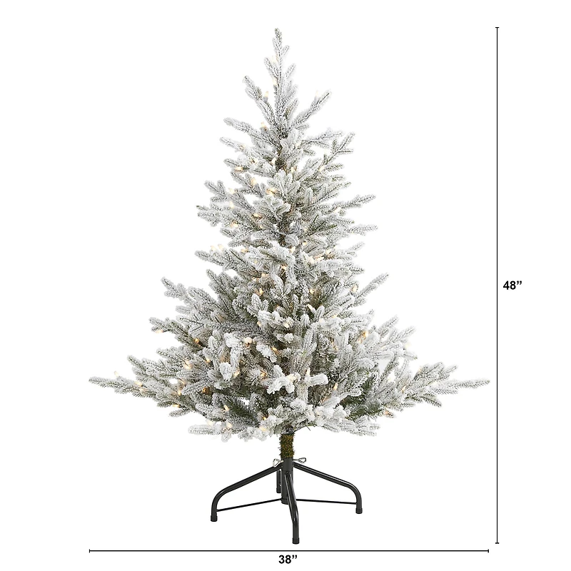 4ft. Pre-Lit Flocked Fraser Fir Artificial Christmas Tree with Warm White LED Lights