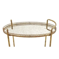 Gold Iron and Glass Traditional Bar Cart, 35" x 30" x 16"