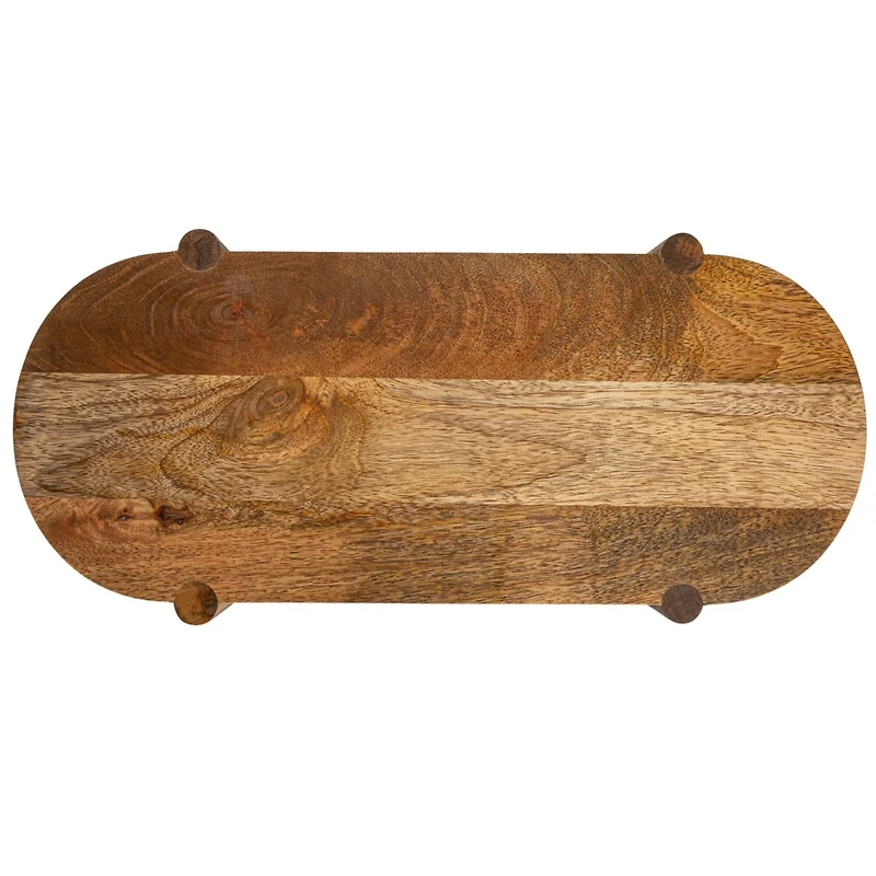 Hello Honey® 19.5" Long Natural Mango Wood Footed Pedestal