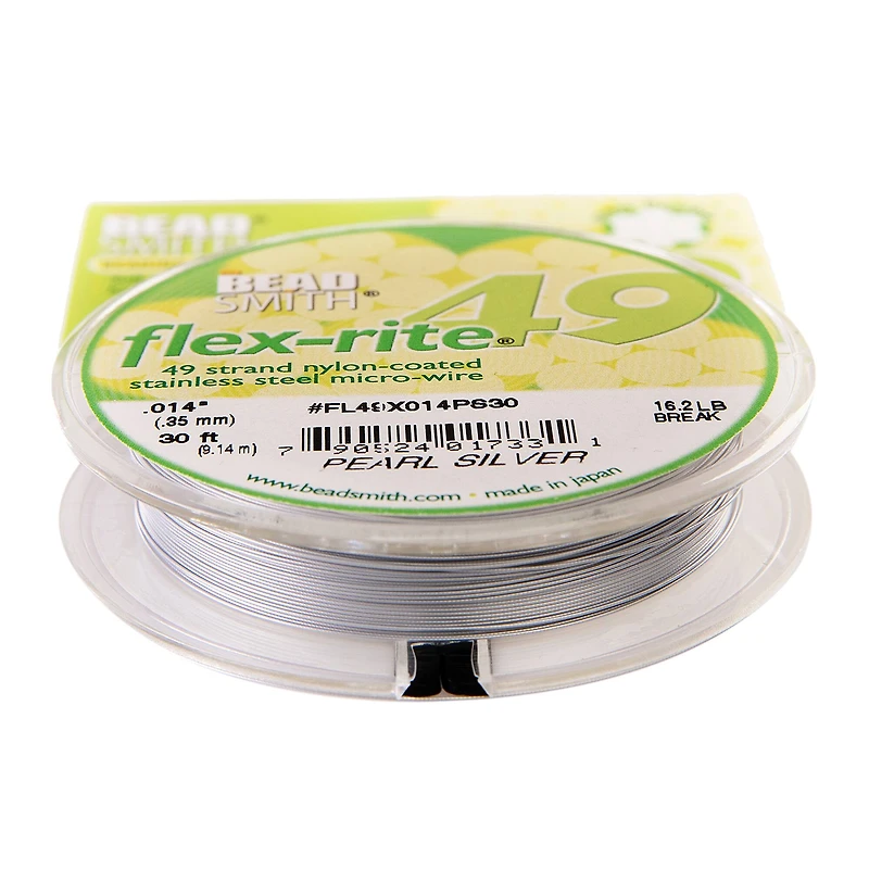 The Beadsmith® Flex-rite® 0.014" Pearl Silver 49 Strand Wire, 30ft.