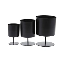 The Novogratz Black Modern Planter, Set of 3" 14", 12", 10"