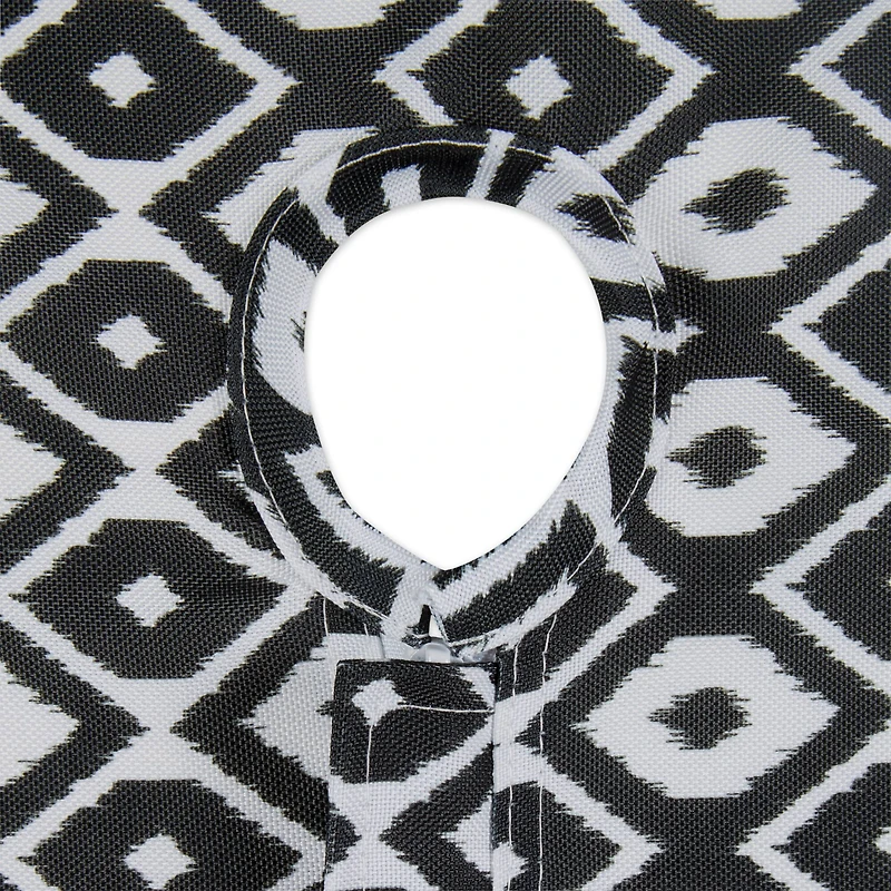 Black Ikat Outdoor Tablecloth With Zipper 60" Round