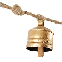 Gold Metal Tibetan Inspired String Hanging Decorative Cow Bells with Jute Hanging Rope