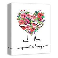 Special Delivery Heart Flower Bouquet Canvas Wall Art