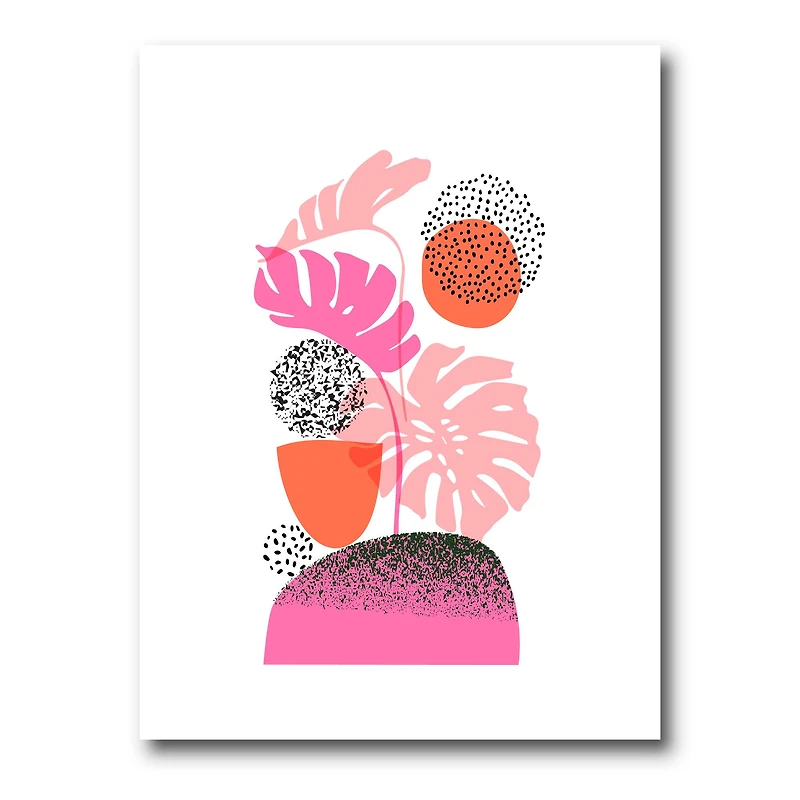 Designart - Geometric Moon & Sun Shapes With Tropical Leaves