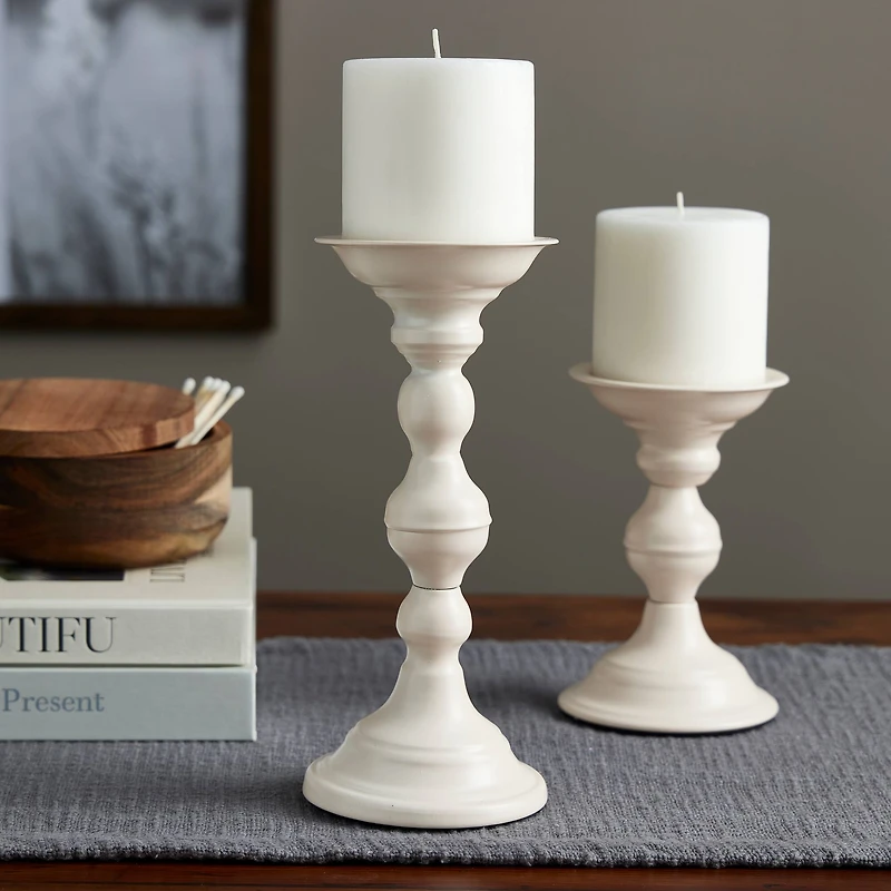 Cream Metal Pillar Candle Holder by Ashland