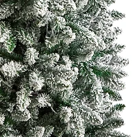 7ft. Pre-Lit Flocked Montreal Fir Artificial Christmas Tree, Warm White LED Lights