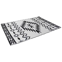Black & White Aztec Print Rectangular Outdoor Area Rug, 4ft. x 6ft.