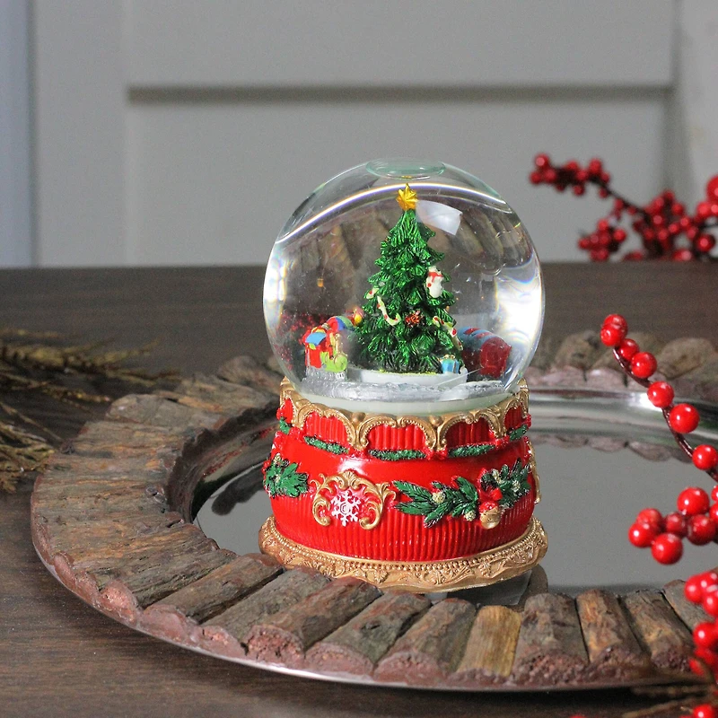 6" Musical Christmas Tree & Train Animated Water Globe