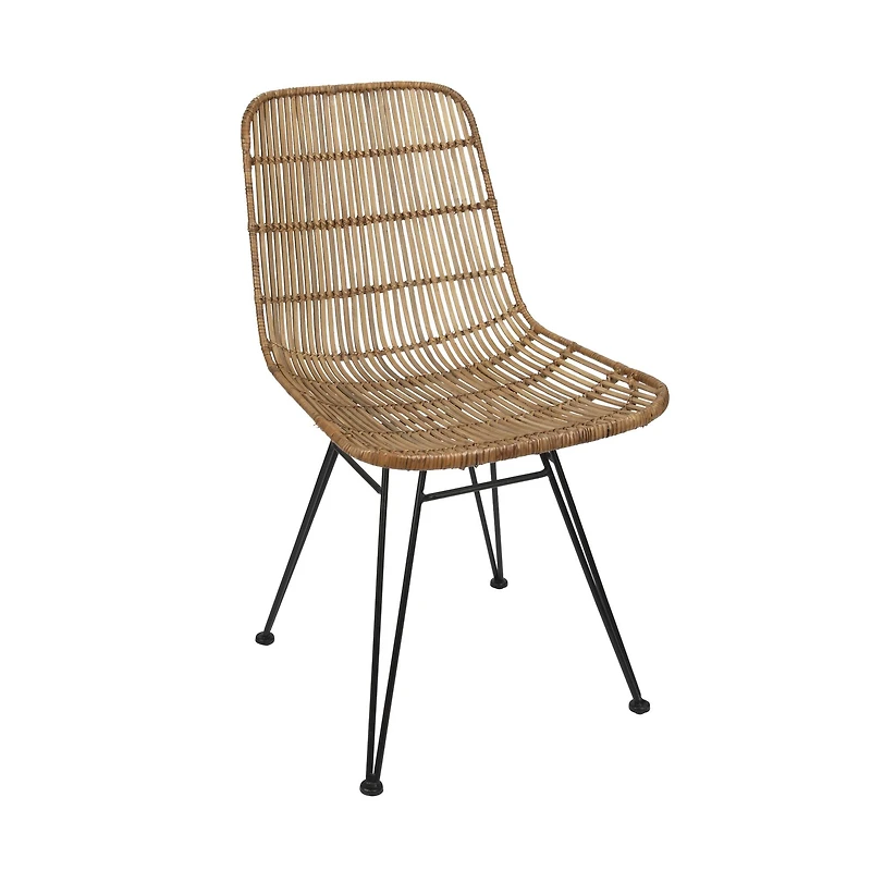 Hello Honey® Natural & Black Boho Rattan & Metal Dining Chair
