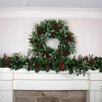 Village Lighting 30" Christmas Woods Lighted Berry Wreath