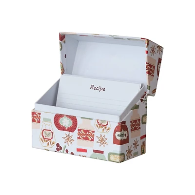 Hello Honey® 5.5" x 4" Holiday Printed Paper Recipe Box with Cards