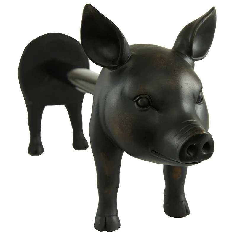 16" Black Farmhouse Pig Paper Towel Holder