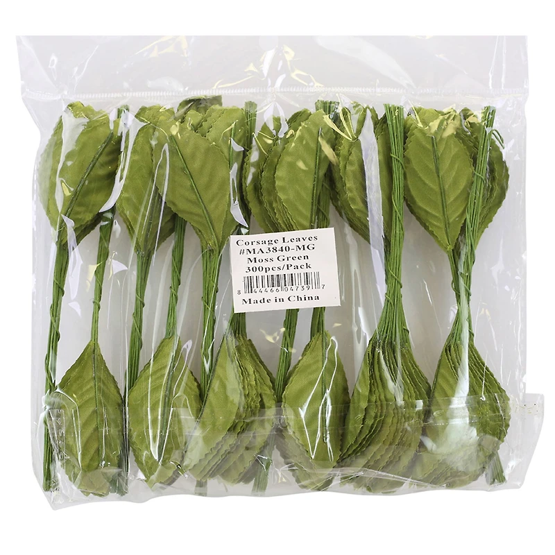 JAM Paper 2.25" Moss Green Corsage Leaf Stems, 100ct.