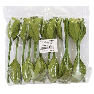 JAM Paper 2.25" Moss Green Corsage Leaf Stems, 100ct.