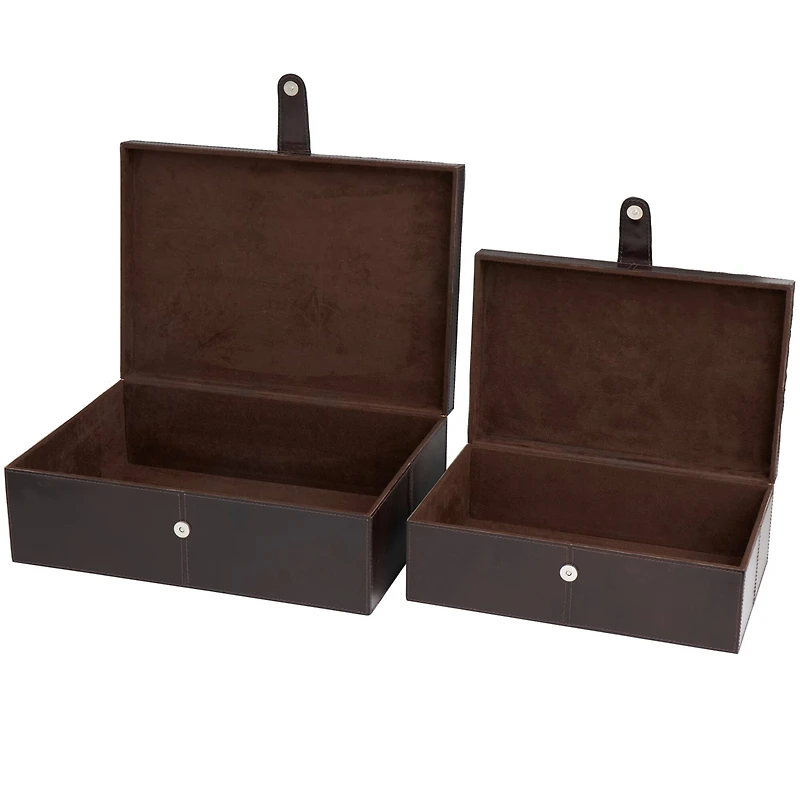 Dark Brown Leather Storage Box Set