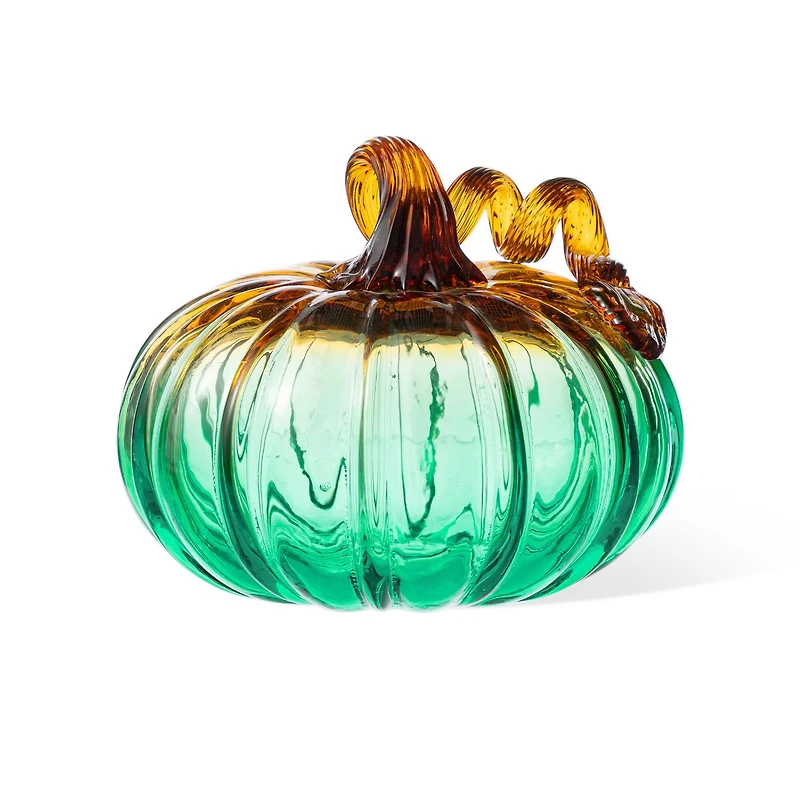 Glitzhome® 5.75" Gradient Turquoise Glass Pumpkin