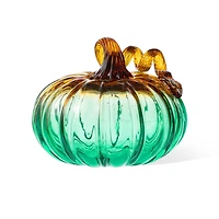 Glitzhome® 5.75" Gradient Turquoise Glass Pumpkin