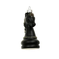 3.75" Black Knight Chess Piece Glass Ornament by Ashland®