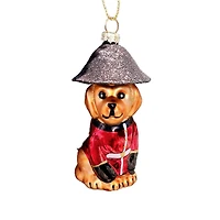 Wizardi 11.81" Christmas Dog in Guard Outfit Glass Ornament