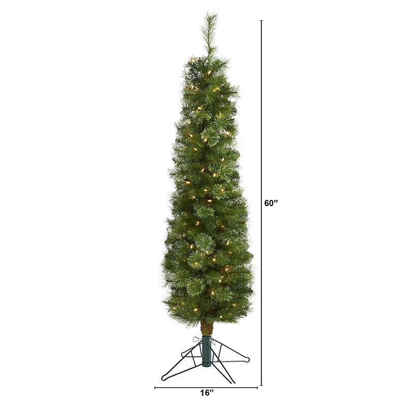 5ft. Pre-Lit Green Artificial Christmas Tree, Clear LED Lights