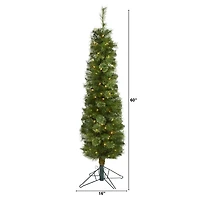5ft. Pre-Lit Green Artificial Christmas Tree, Clear LED Lights